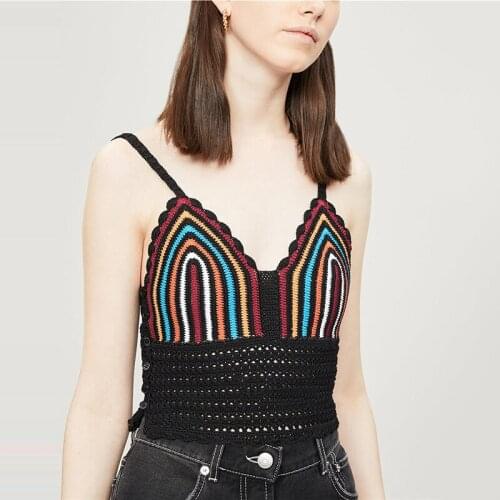 Patads light luxury French minority autumn and winter national style embroidery versatile exquisite knitted vest sling e30315e