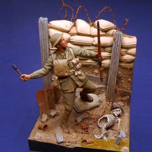 1/35 Resin kit Model figure GK Soldier, Eye Deep in Hell Vignette, Military theme, Uncoated No colour