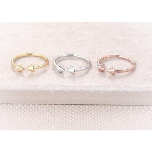Fashion Arrow Stud Ring Gold White Rose Color Simple Adjustable Cone Ring