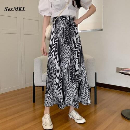 Fashion Summer Chiffon Long Skirts Women 2021 Casual A Line High Waist Pleated Skirt Slim Gothic Elegant Holiday Y2k Maxi Skirt