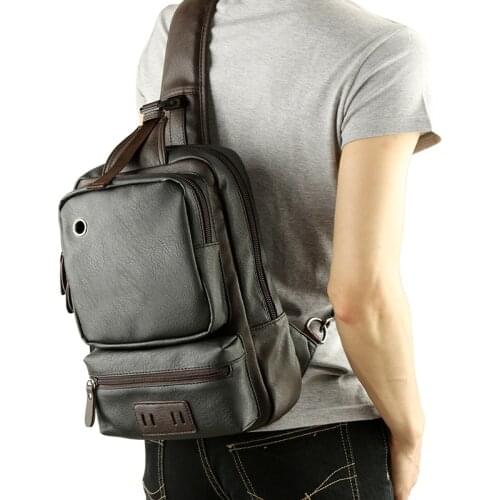 Trend Of Korean Men shoulder bag student PU Leather crossbody Oblique single shoulder bags Movement Iapd Package