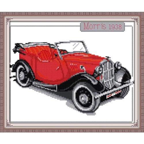 Red car cross stitch kit cartoon 14ct 11ct print canvas stitching embroidery DIY handmade needlework