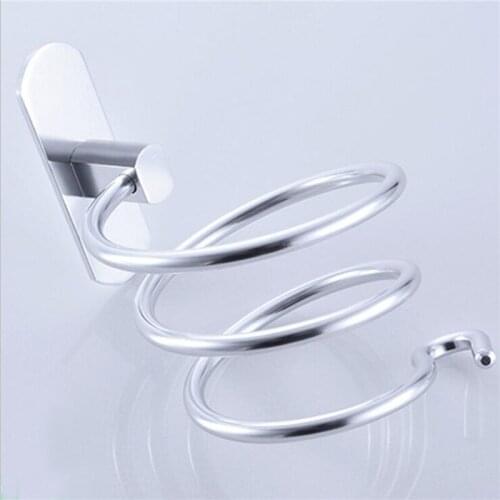 Hair Dryer Holder Wall Mounted Organizer Spiral Stand Holder Rack Aluminum Bathroom Shelf Storage Bathroom Accessory Wall Shelf