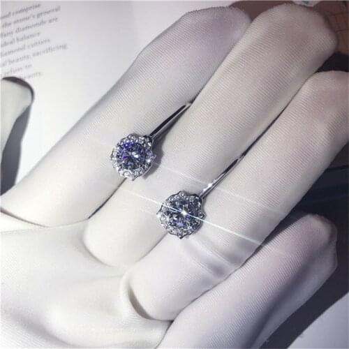Natural White Moissanite Earring for Women S925 Sterliing Silver color Bizuteria Anillos Gemstone Silver 925 Jewelry Earrings