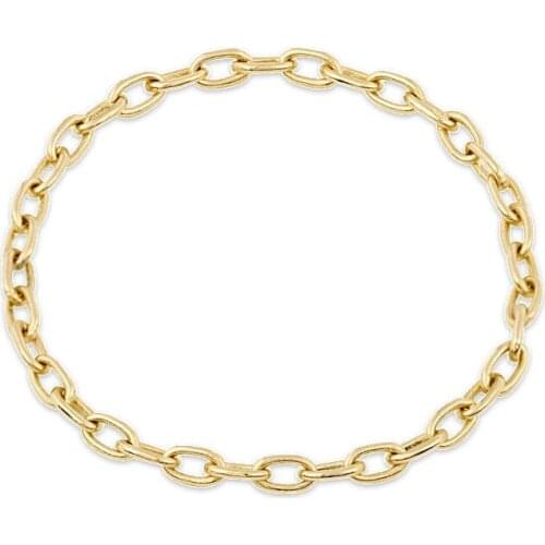 Delicate Dainy Girl Women Finger Jewelry Gold Plated Thin 925 Sterling Silver Chain Ring