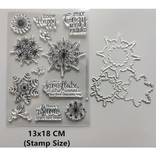 2021 New Flower Snowflake Clear Stamps and Metal Cutting Dies DIY Scrapbooking Embossing Album Seal Template Punch Stencils