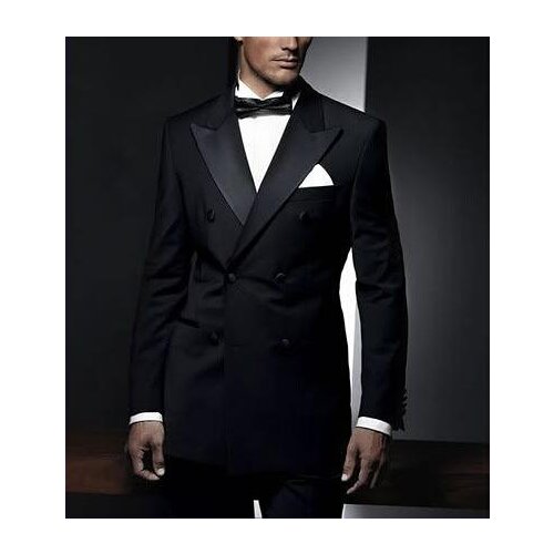 Jacket+Pant+Bowtie+Handkerchiefs)Peaked Lapel Men Suits Fashion Custome Made Terno Masculino Double Breasted Suits High Quality