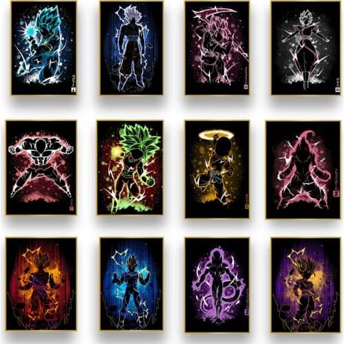 Japanese Anime Dragon Ball Watercolor Goku Poster Picture Canvas Painting and Printmaking Decorative Art Mural Home Decor