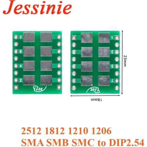 10pcs SMD to DIP Adapter Converter Plate Board 2512 1812 1210 1206 SMA SMB SMC to DIP 2.54MM Patch Turn DIP Adapter Board