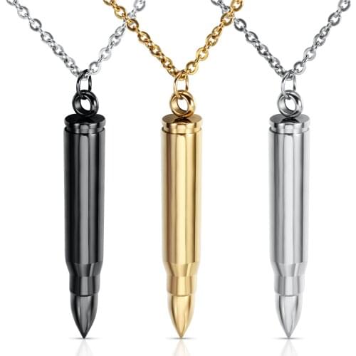 MIQIAO Stainless Steel Titanium Bullet Hip Pop Korean Military Style Pendant Chains Necklace for Men Women Friends Gift Jewelry