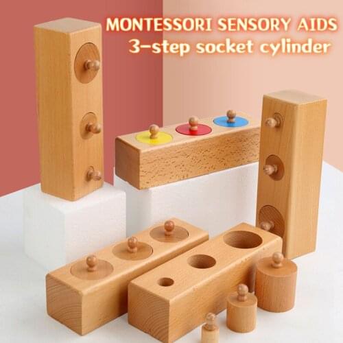 Montessori Educational Baby Wooden Toys Colorful Socket Cylinder Block Set For Children Educational Preschool Early Learning Toy