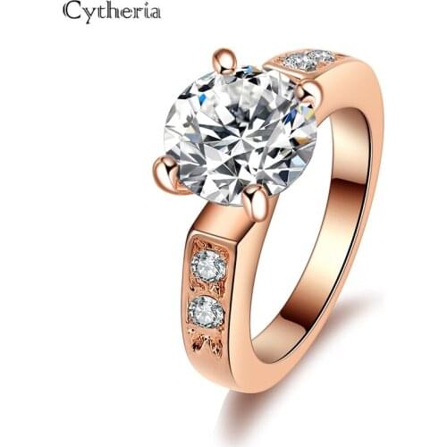 Top luxury womens fashion jewelry rings cubic zirconia wedding rings for female crystal rings