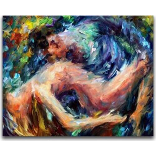 100%Handmade Hand oil painting on canvas man gril love Sexy modern home art
