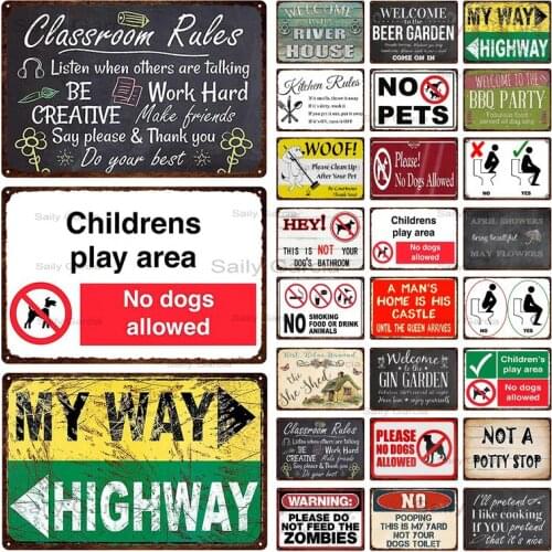 Family Rules Metal Sign Retro Metal Plate Tin Sign Plaque Decorative Plaque Wall Decor Family House Home Room Decoration