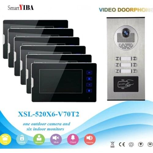 SmartYIBA Video Door Intercom Kits For 2 to 12 Stories Buildings Apartments RFID Doorbell Door Phone Intercom Security System
