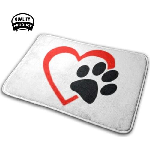 Dog Paw Love Heart Red & Black Soft Interesting Room Goods Rug Carpet Dogs Pets German Shepard Poodle Puppy Pit Bull Doberman