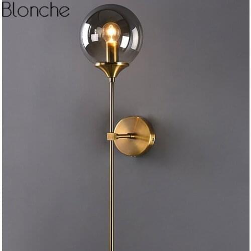 Nordic Modern Wall Light Bedside Lamp Bedroom Glass Ball Wall Light Fixtures Wall Sconce Bathroom Mirror Lighting Stair Light