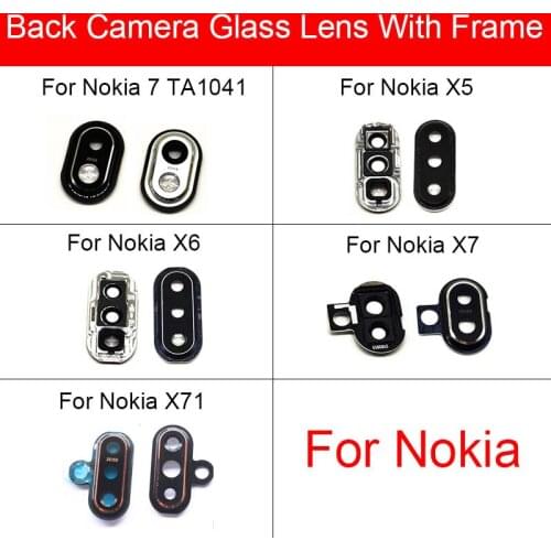 Back Rear Camera Lens Glass Cover With Adhesive Stick For Nokia X5 X6 X7 X71 7 TA1041 Main Camera Lens Glass Frame Replacement