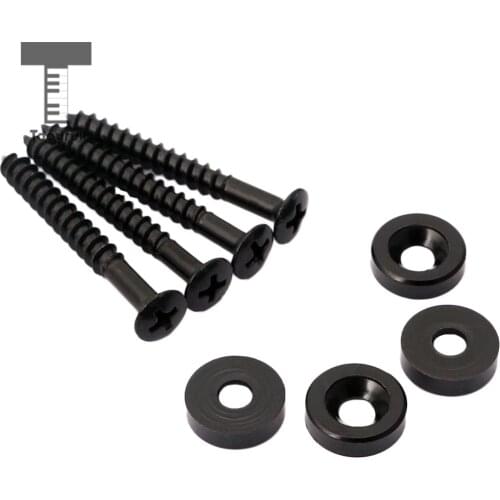 Tooyful Set of 4 Steel Joint Bushings Bolts Screws for Guitar Bass Neck Plate Black