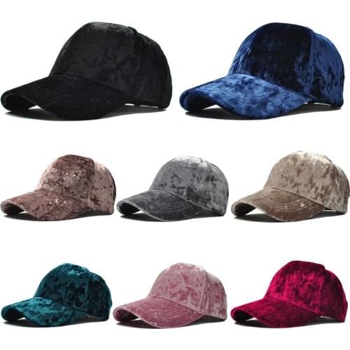 Women Men Winter Faux Velvet Baseball Cap Shiny Solid Color Hip Hop Snapback Hat F3MD
