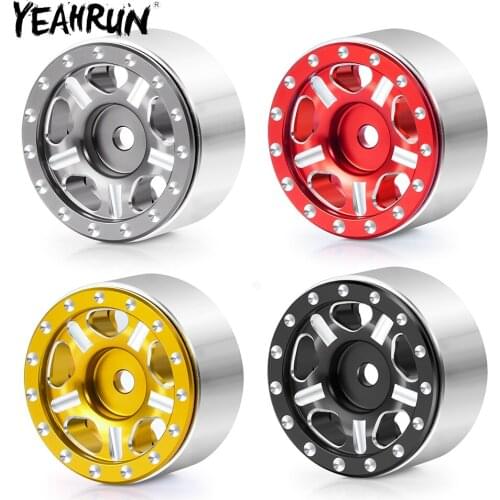 YEAHRUN 4PCS 1.0" Beadlock CNC Micro Wheel Rim Hub for Axial SCX24 90081 AXI00001 AXI00002 1/24 RC Crawler Car Truck Accessories
