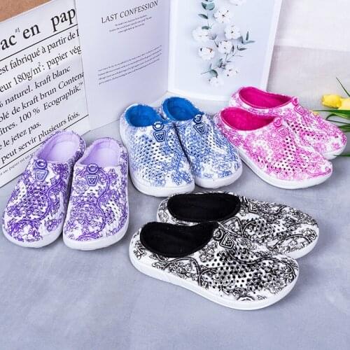 ZEEKSON Winter New Warm Cute Women Cotton Drag Plus Fluff Drag Plus Size Womens Shoes Home Slippers Light Travel Cotton Shoes