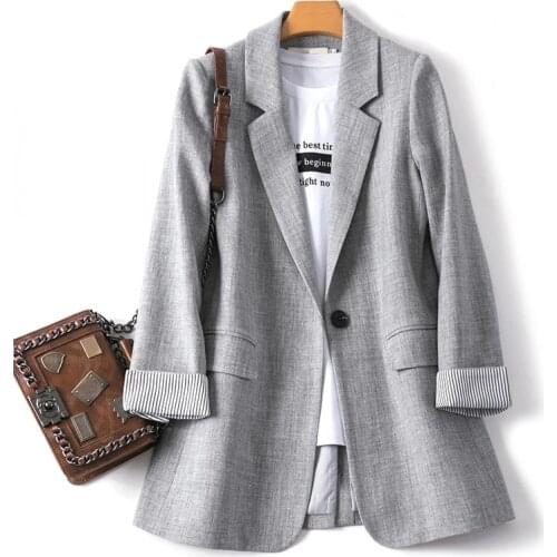 2021 New Fashion Korean Business Plaid Blazers Suits Women Work Office Ladies Single Button Long Sleeve Autumn Casual Blazer