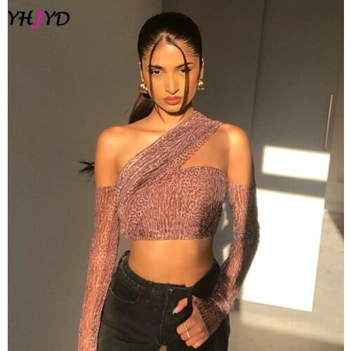 Sexy Vintage Print Tops Backless Women Skew Collar Slim Tank Tops With Sleeve Summer 2021 Streetwear