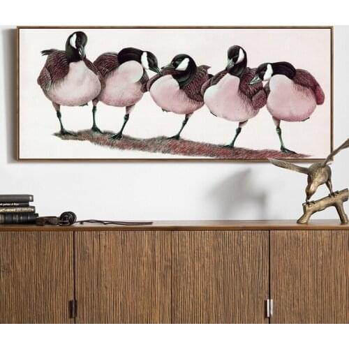 07G Retro Geese Banner Canvas Art Painting Print Picture Poster Wall Living Room Bedroom Bedside House Decorative Mural