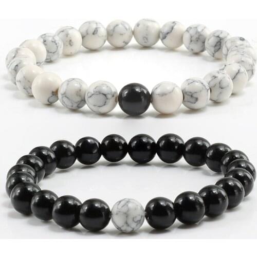 1PCS Couples Distance Strand Bracelet for Men Women Classic Natural Stone Yin Yang Beaded Bracelets Jewelry Gift for Best Friend