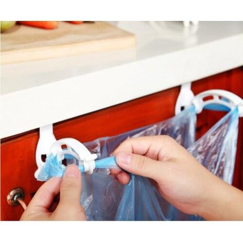 1PC Foldable Creative Hanging Trash Rubbish Bag Holder Garbage Rack Cupboard Cabinet Storage Hanger for kitchen NI 001