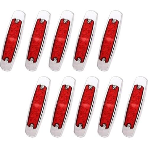 10PCS 12V 6.4 Inch Fish Shape 12LED Side Marker Clearance Indicator Lamp for Lorry Heavy Truck Lighting Universal