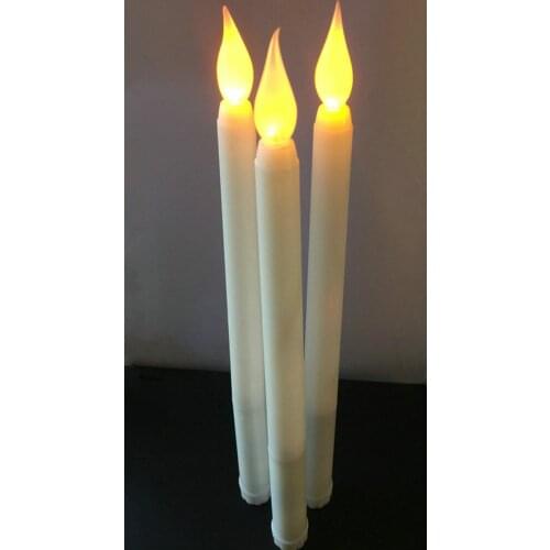 10 pcs 28cm(H) Led AAA battery operated flickering flameless Ivory taper candle lamp stick candle wedding table room decor-AMBER