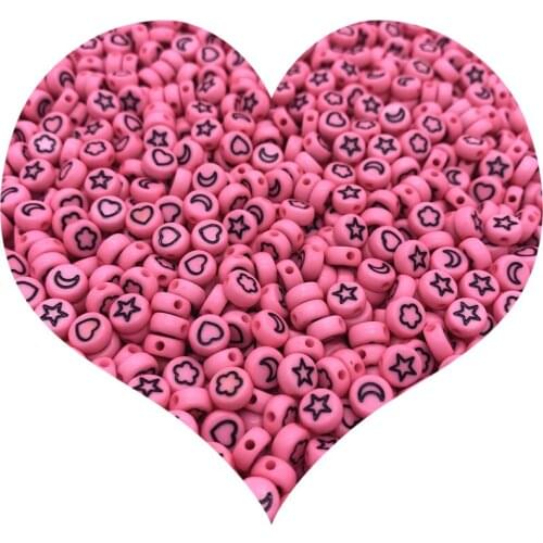 100pcs/Lot 7mm Oval Shape Acrylic Spaced Beads Stars Moon Beads For Jewelry Making DIY Charms Bracelet Necklac#08