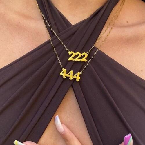 111 222 333 444 555 666 777 Angel Number Necklace For Women Stainless Steel Goth Gold Chian Necklaces 2021 Aesthetic Jewelry BFF