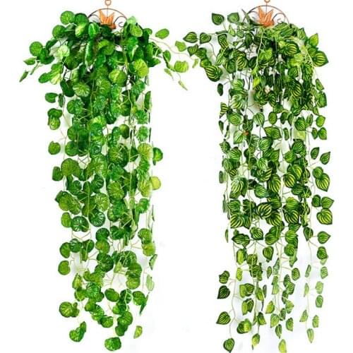 15 Style 1pc Green Artificial Decoration Vivid Vine Rattan Leaf Vagina Grass Plants Grape Leaves For Garden Party Decor Bonsai
