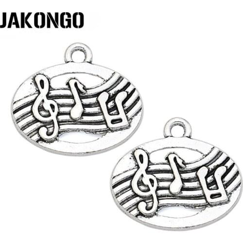 20pcs Antique Silver Plated Vintage Music Note Charms Pendants for Jewelry Making DIY Handmade 18x20mm