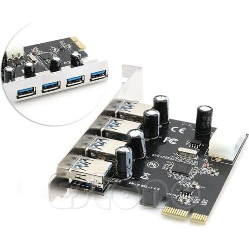4 Port PCI-E to USB 3.0 HUB PCI Express Expansion Card Adapter 5 Gbps Speed Drop Shipping