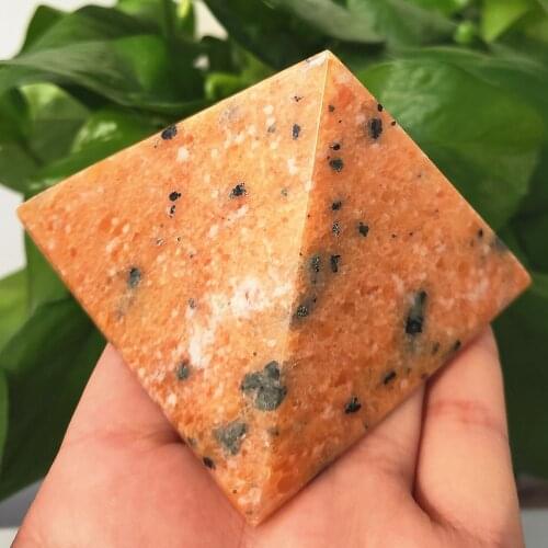 7cm Natural Sunstone Quartz Pyramid Sun Crystal Obelisk Point Healing Feng Shui Egyptian