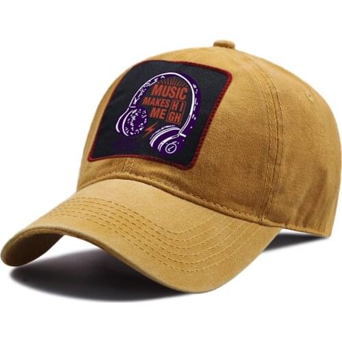 Music Makes Me High Print Baseball Hats Summer Breathable Riding Caps Outdoor Sports Snapback Hat Sunscreen Cotton Baseball Cap