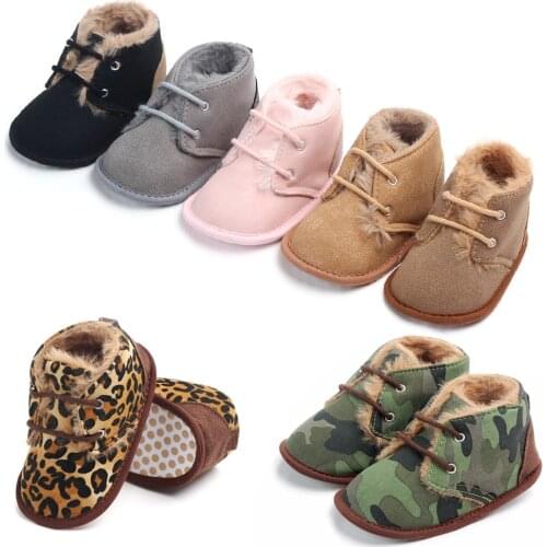 Brand Infant Booties Toddler Baby Girls Shoes Soft Sole Booty Winter Warm PU Leather Snow Boots Newborn Footwear for 1 Year Old