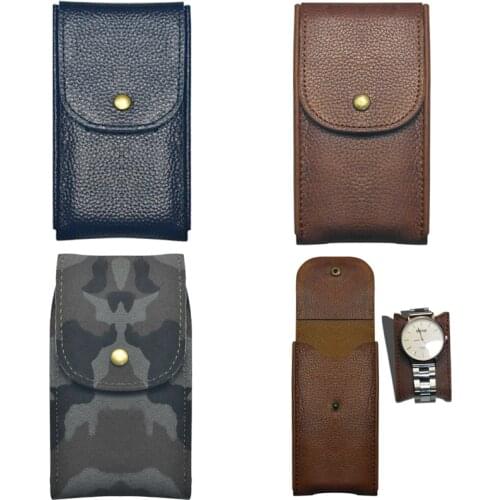Watch Case Leather Watch pouch Collection Protection Box Lichee Pattern 130*80*22mm Black Brown Blue #C