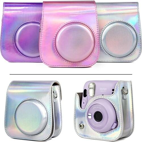 For Fuji Fujifilm Instax Polaroid Mini 11 Symphony Camera Bag Bright Powder Color Protective Cover Retro Leather Camera Case