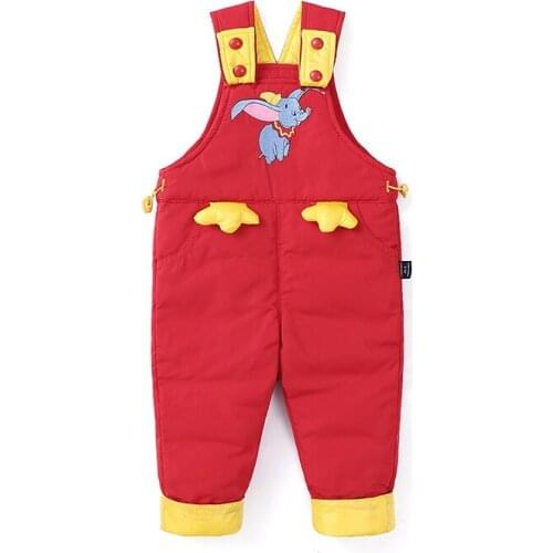 2-4y Baby Clothing Boys Girls Dumbo Down Warm long pants Overalls Toddler Kids Denim Rompers Cute Pants Summer Bib Clothes