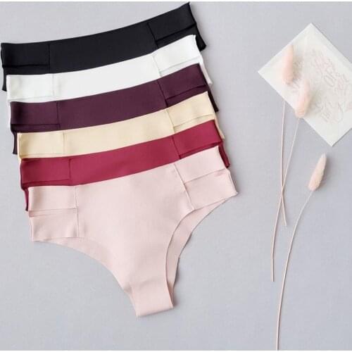 Womens Sexy Briefs Low Waist Icy Silk Seamless Modal Underpants Female Solid Underwear Lingerie Comfortable Panties Drop Ship