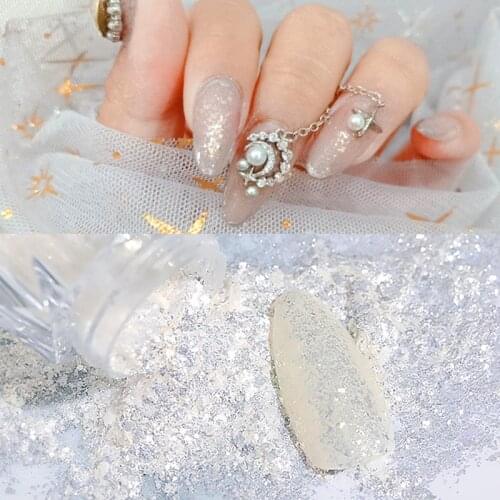Nail Art Pearl Flakes Chameleon Glitter Chrome Nail Powder Holographic Pigment Nail Accessories Decoration Sequins