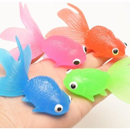 HX5D 10pcs Rubber Simulation Small Goldfish Gold Fish Kids Toy Decoration Bath Toy