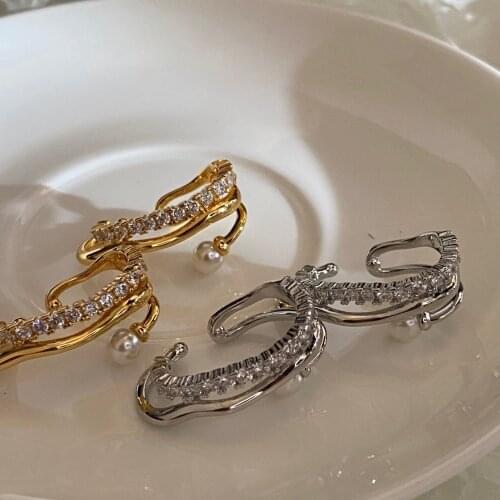 Ear bone clip earrings simple micro-inlay personality without ear hole transfer bead earclip square drill advanced earrings