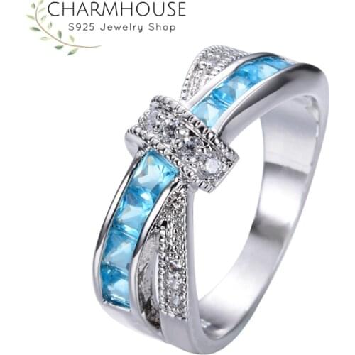 Charmhouse Pure 925 Silver Rings For Women Cross Zirconia Engagement Ring With Stone Wedding Band Fashion Jewelry Bague Anillo