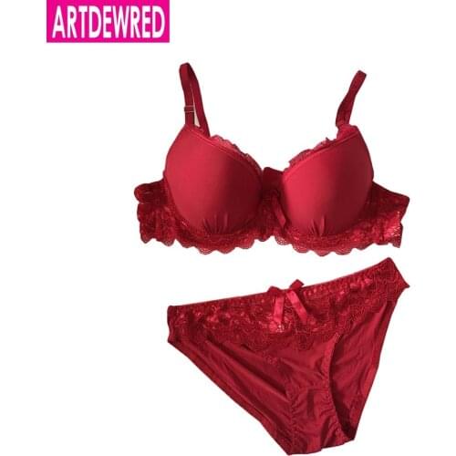 New arrival Women Sexy Plus Size Big Lace Bra Sets Solid Comfortable Bra Panty Set Sexy Lingerie Set Wave style Bra & Brief Sets